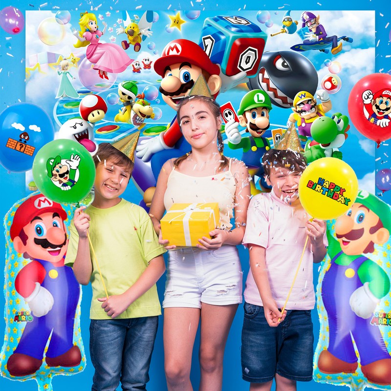 Super Mario Party Decoration Birthday Supplies Balloons Plates