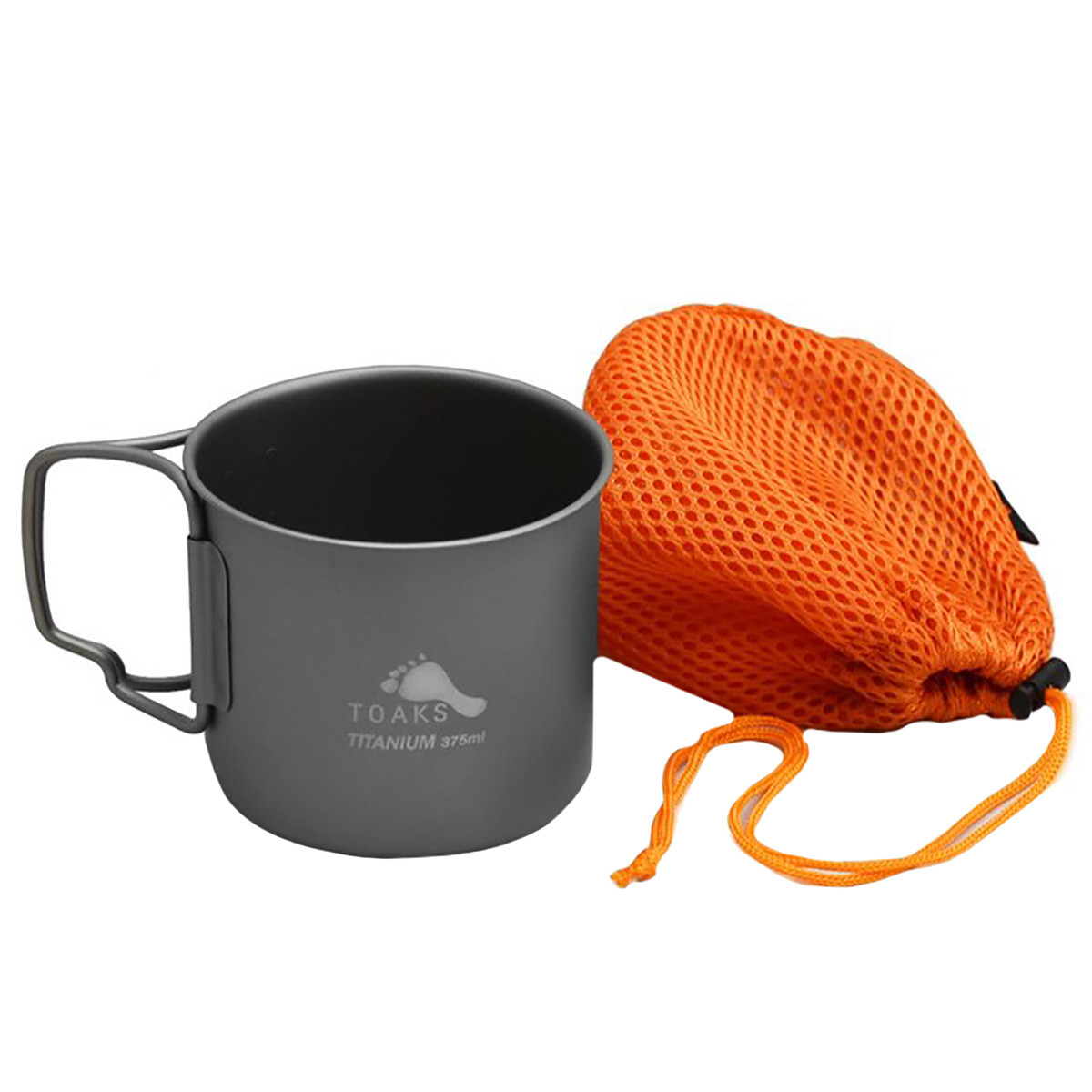 TOAKS Titanium 375ml Cup with Folding Handles - CUP-375 - Outdoor Camping Mug