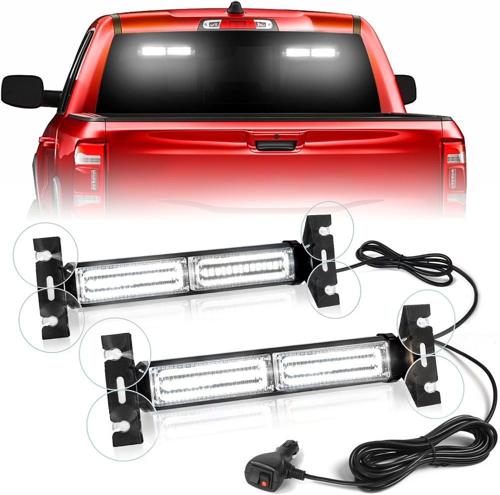 40 LED 12V Windshield Strobe Light Bar Traffic Advisor 26 Flash Modes 2x10.7