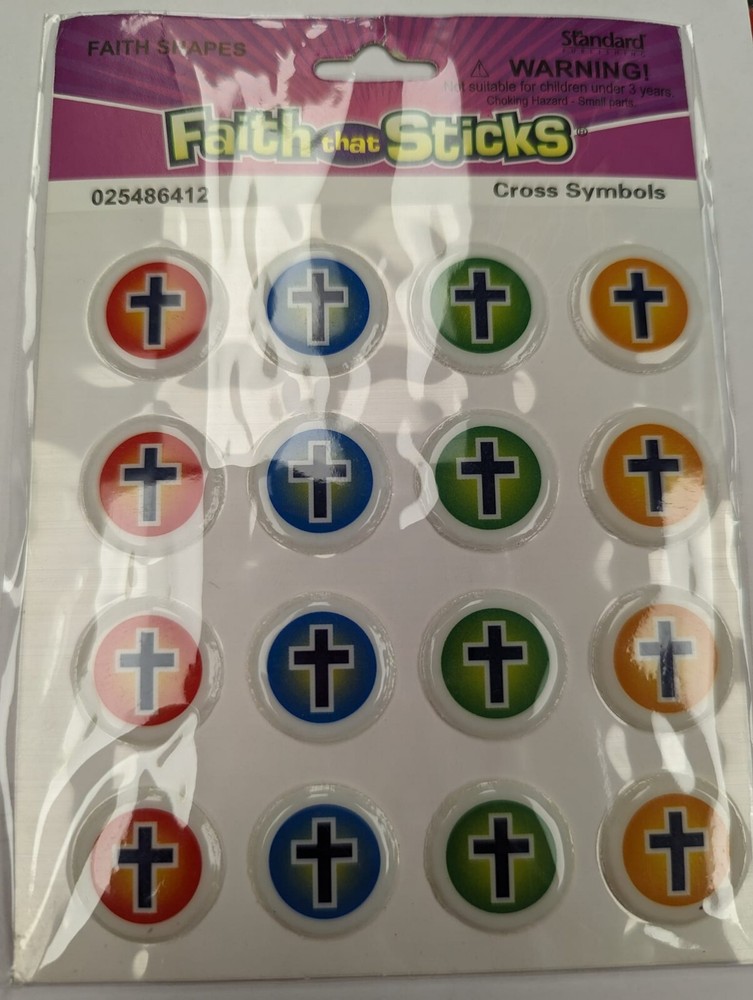 1 Sheet Inspirational "RAISED" Colored CROSS Stickers  "  16 total stickers