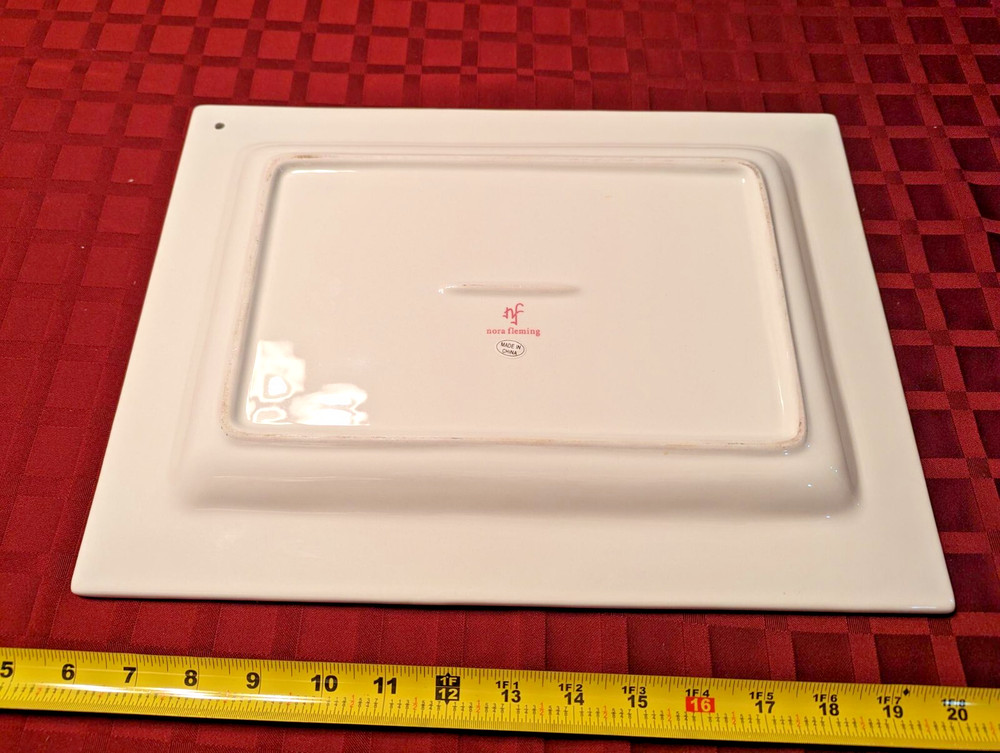 Nora Fleming LARGE RECTANGULAR PLATTER Serving Dish Pearl Dot White 15" x 11"