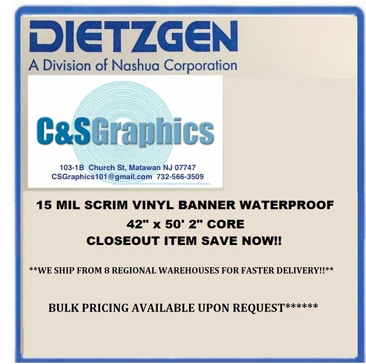 Outdoor Scrim Vinyl Banner 15 mil - Waterproof 445g - 42" x 50' Roll