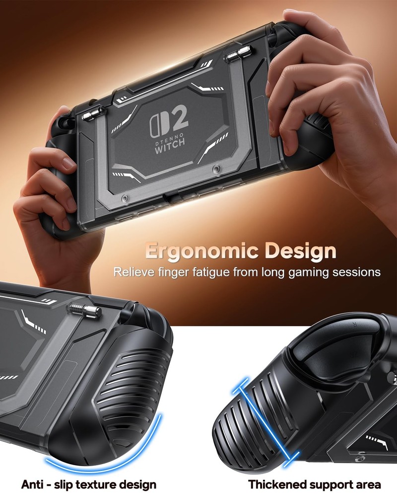 Switch 2 Protective Case with Kickstand, FYOUNG Dockable for 2, Black