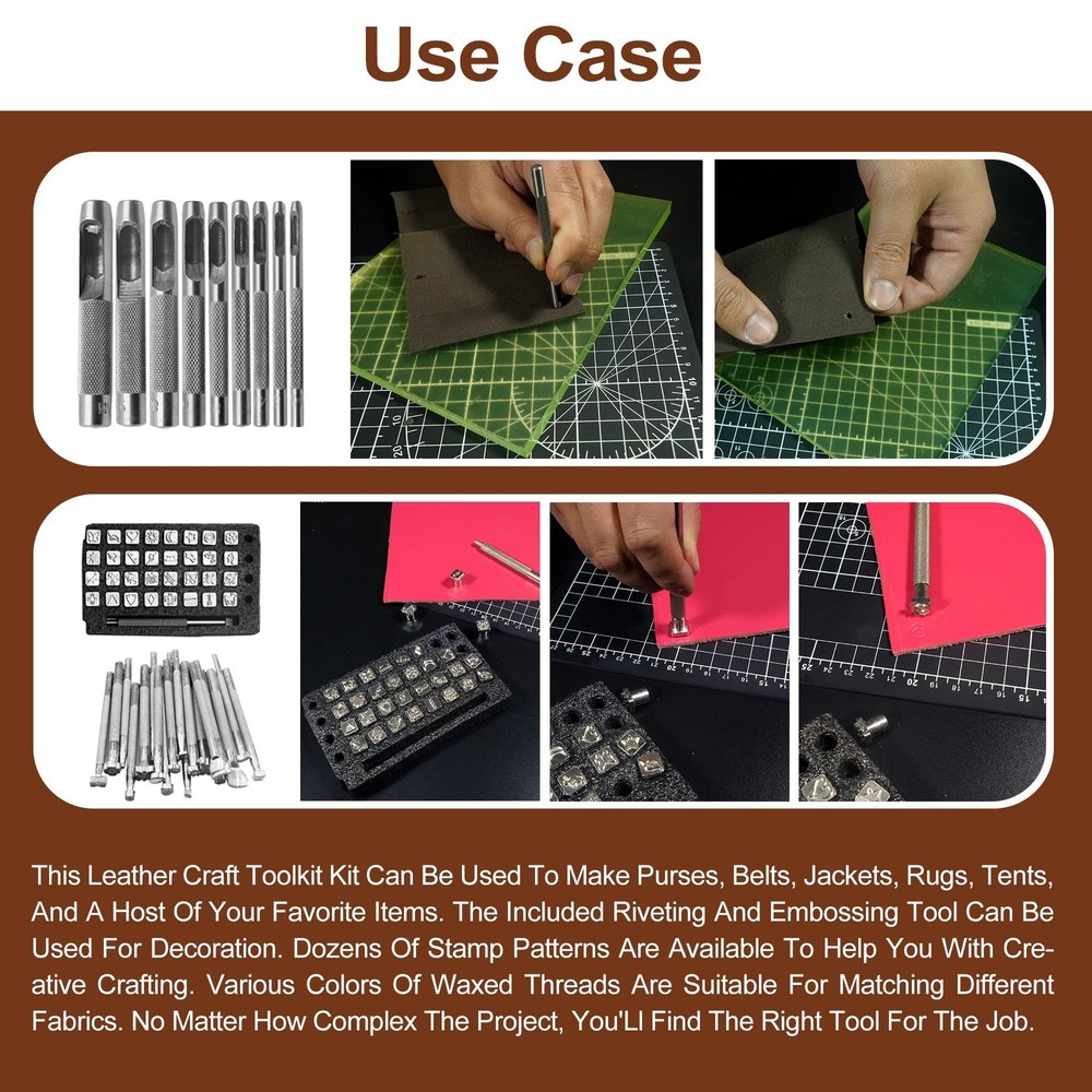 Runfider Leather Working Tool Set 588PCS Professional Leather Craft Tools Kit...