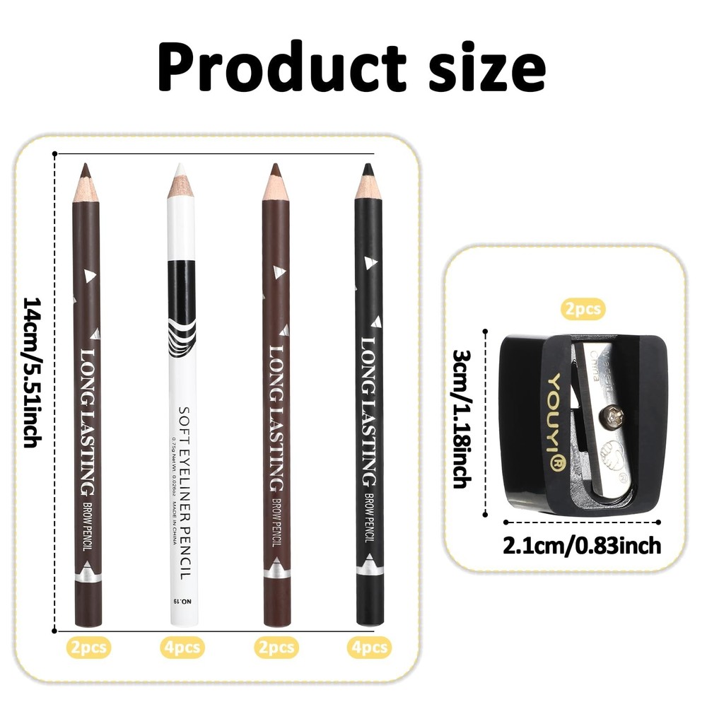 12PCS Barber Pencil Set with Sharpener, Smudge-proof Beard Shaping Guide Pen,...