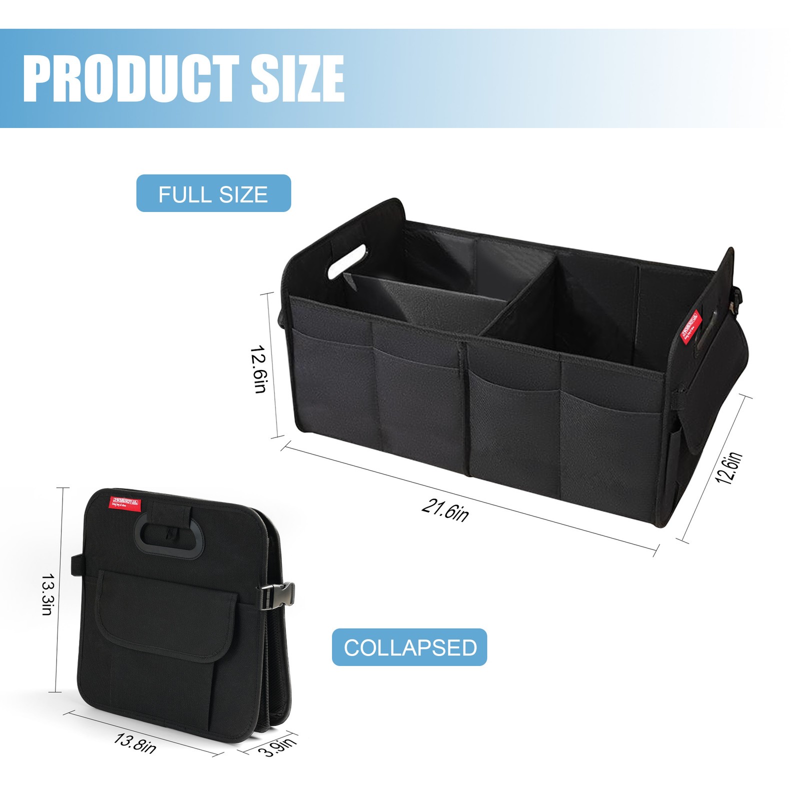 Trunk Cargo Organizer Collapsible Storage Bag for Cars Trucks & SUVs 55L US