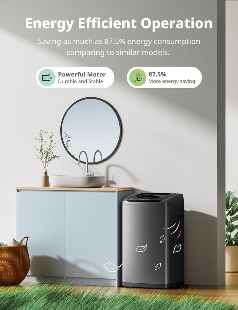 Portable Washing Machine 0.9 Cu Ft Compact Full-Automatic LED Display