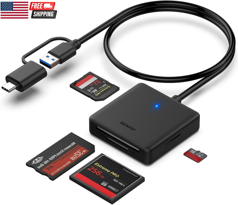 SD 4.0 Card Reader, USB-C/USB-A 2-In-1 Memory Card Reader, for SDXC, SDHC, SD, M