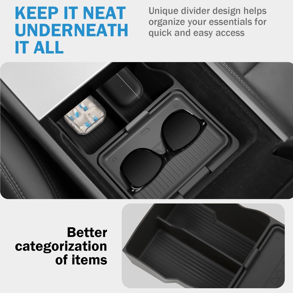 Tesla Model Y Center Console Organizer Tray DualLayer Armrest Storage Insert