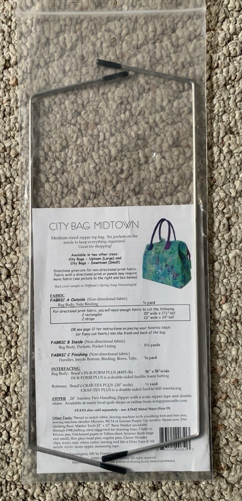 Aunties Two Poppins Bag Pattern Includes Two Stays