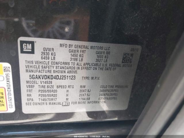 ENCLAVE 2013 Speedometer 3864883