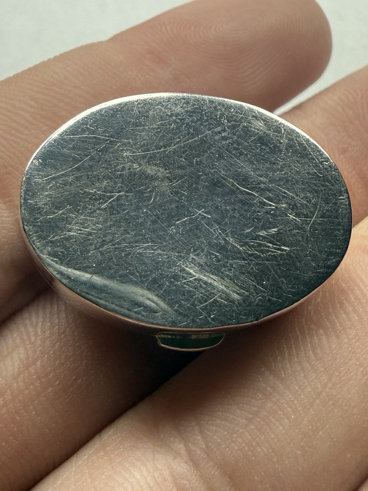 Vintage Solid Sterling Silver Oval Shape Etched Pattern Snuff/Pill Box - 5.7g