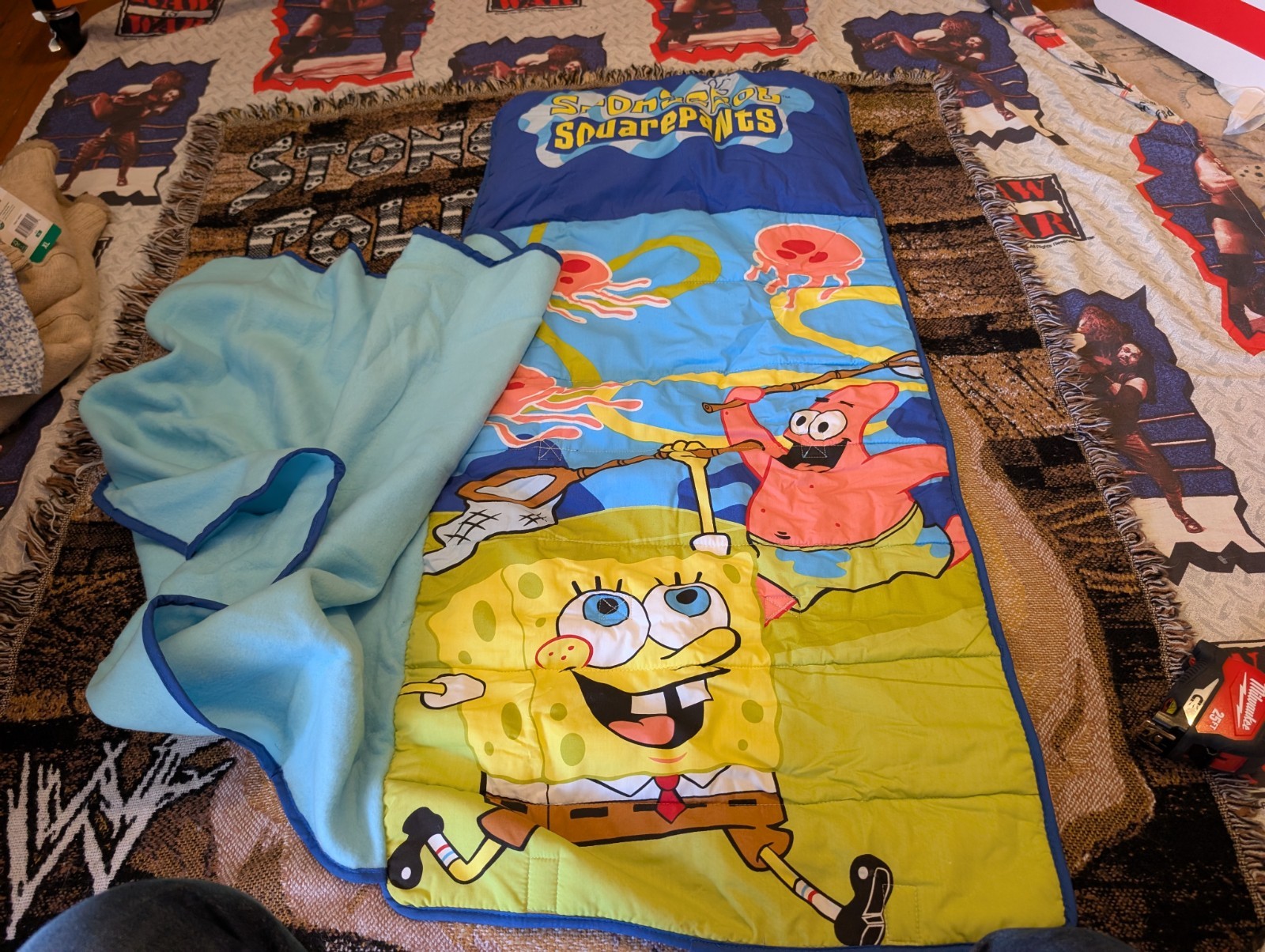 Vintage 2003 Nickelodeon Spongebob Squarepants Sleeping Bag Nap mat Backpack NEW
