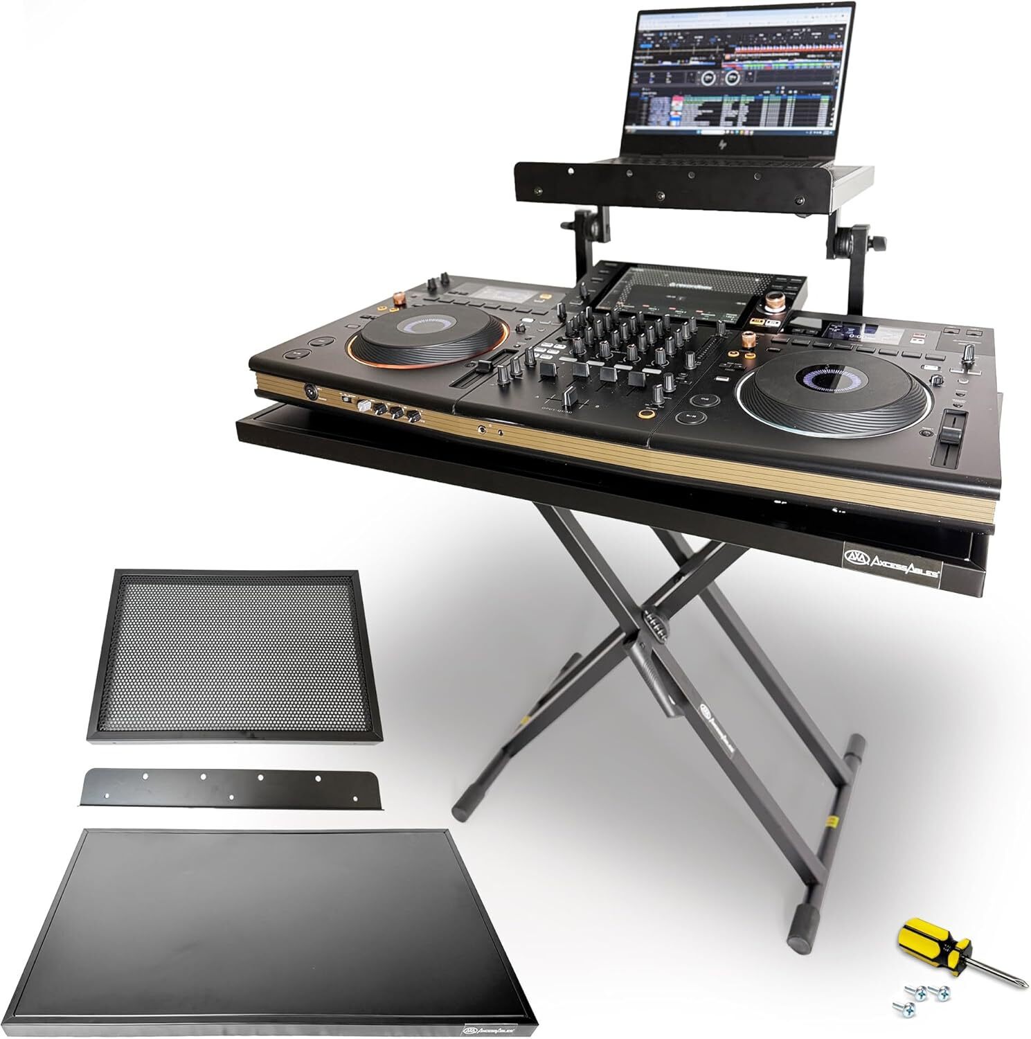 AxcessAbles Portable Two-Tier DJ Table Workstation Double-x Piano Keyboard Stand