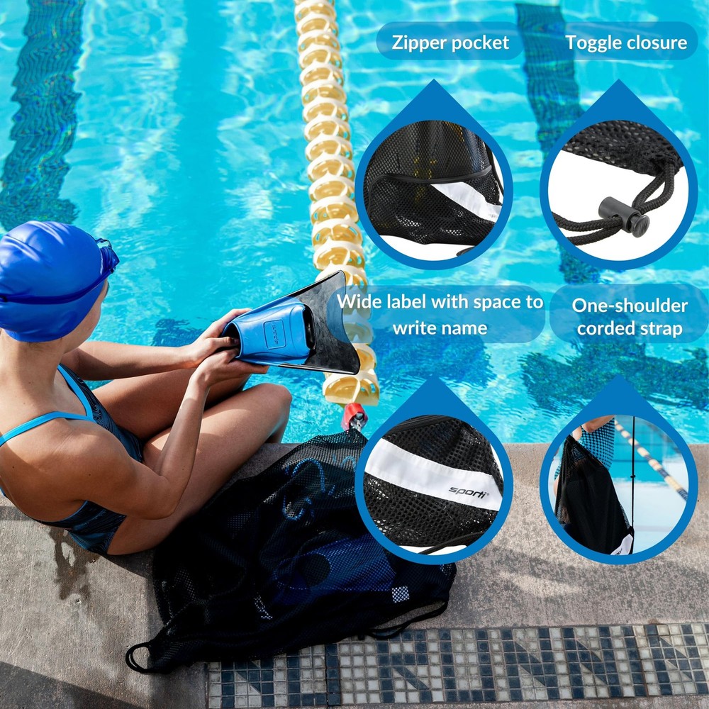 Swim Equipment Bag Mesh Drawstring Backpack Swimmer Beach Gear Storage