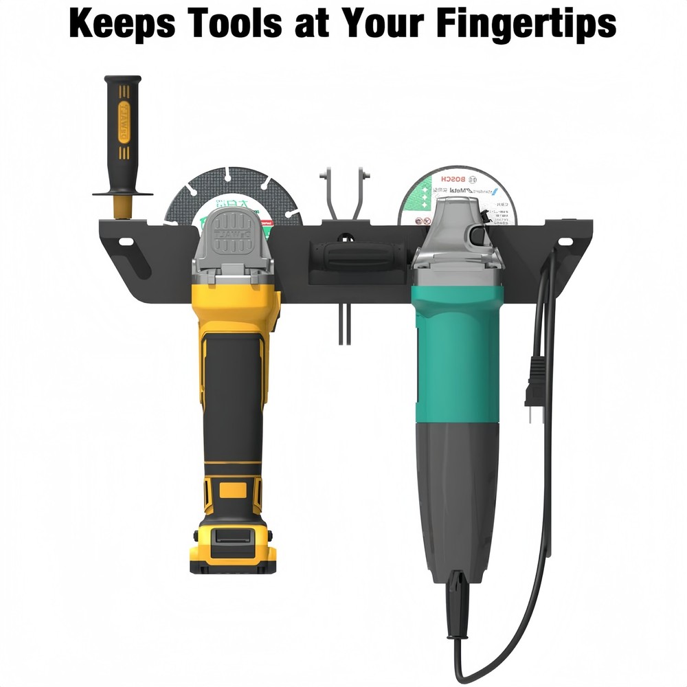 2PCS Angle Grinder Holder Angle Grinder Rack/Stand Storage Rack Wall Mount Black