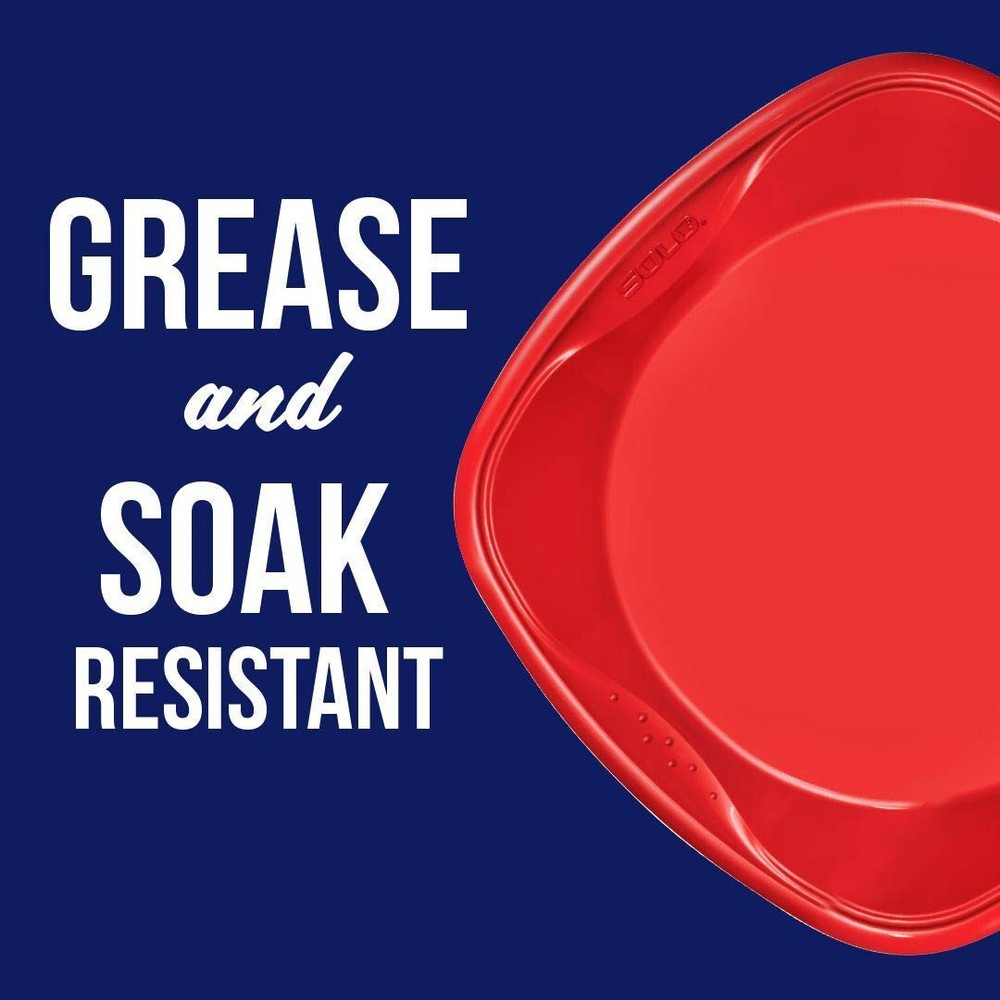 SOLO Squared Plastic Plates Red 10.25" Quantity 120 Deep Dish with Grip Dimples
