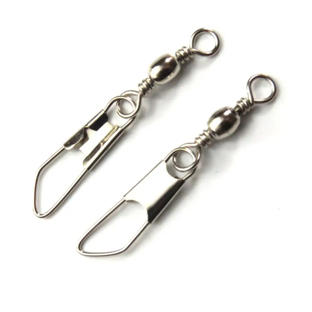 100Pcs Fishing Swivel Solid Rings Pin Line Lure Connector With Interlock Snap