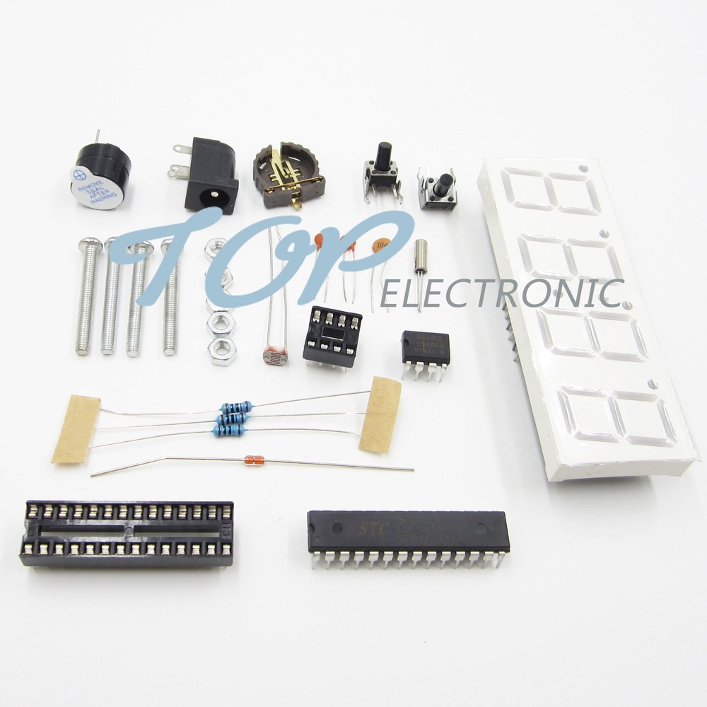 DIY Kit Red LED Electronic Clock Microcontroller Digital Clock Time Thermometer