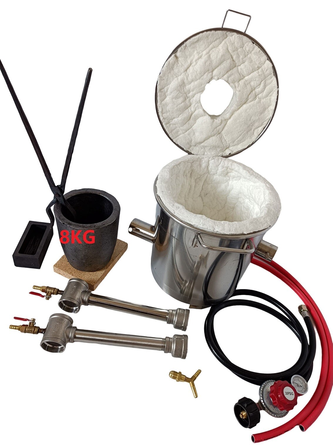 8 KG Gas Metal Melting Furnace Propane Forge Casting Brass Crucible Blacksmith