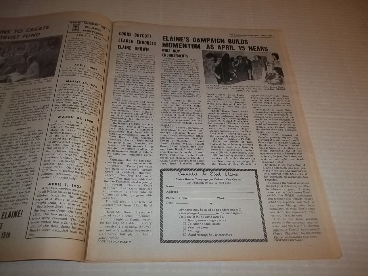 Black Panther Newspaper April 5, 1975 George Jackson, Huey P. Newton VG+