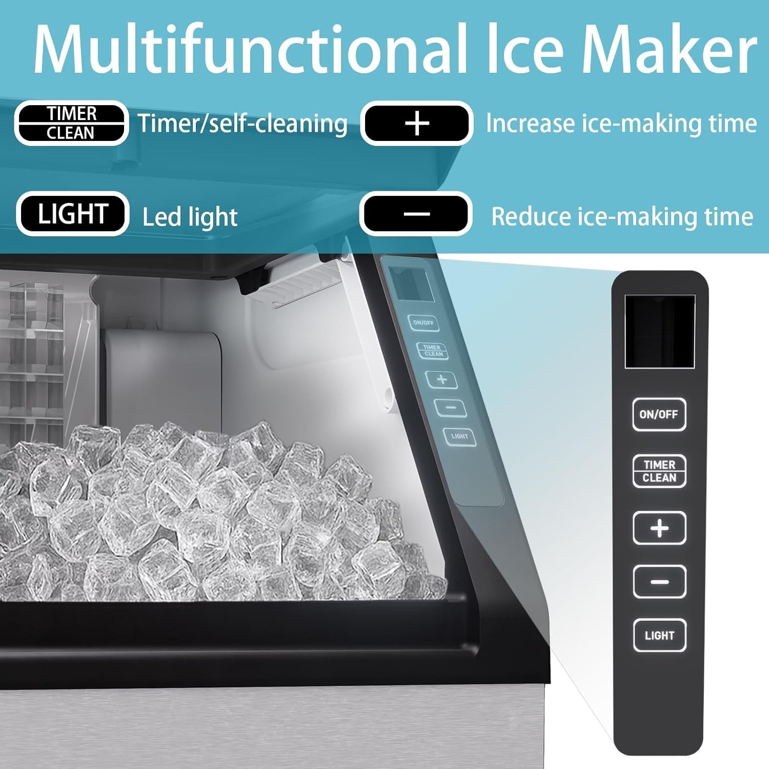 Commercial Ice Maker Machine 90Lbs/24H, Stainless Steel Undercounter Ice Maker