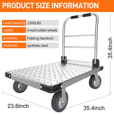 ( USED ) Folding Hand Truck Dolly Cart Wheels Cart Trolley Moving 2000 lbs