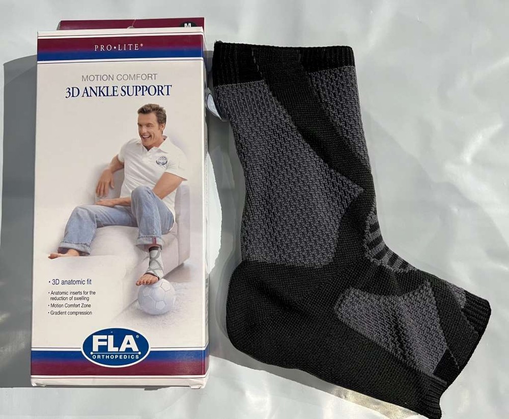 FLA Prolite 3D Left Ankle Support Braces Charcoal Left Foot Medium