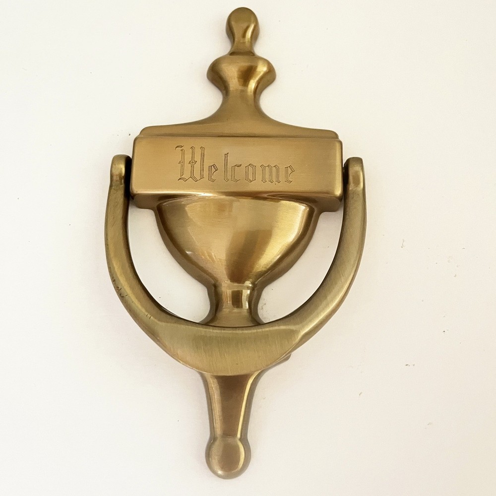Vintage Solid Brass 'Welcome' Door Knocker