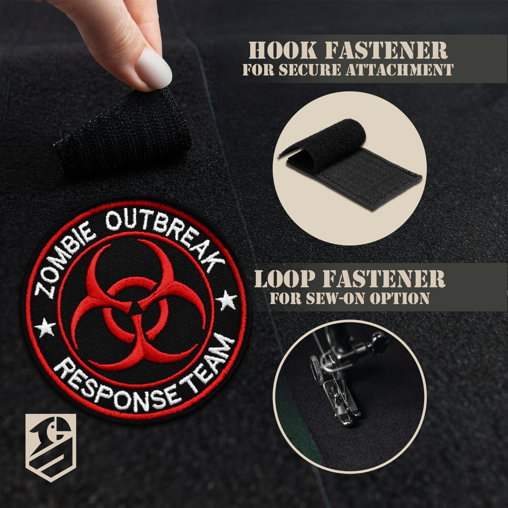 2Pcs Zombie Outbreak Response Team Patch, Embroidered Hook and Loop Zombie Patch