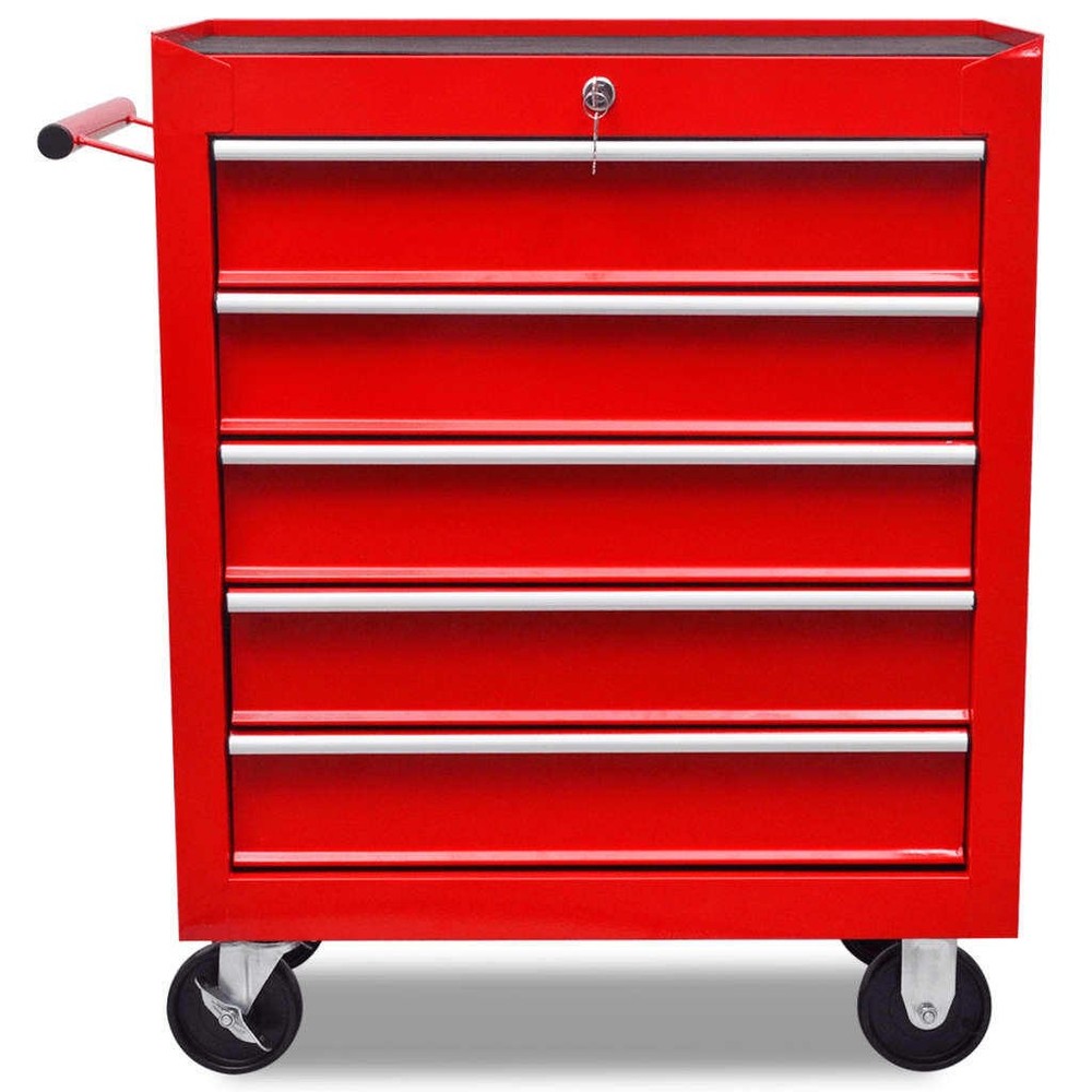 NNEVL Workshop Tool Trolley 5 Drawers Red