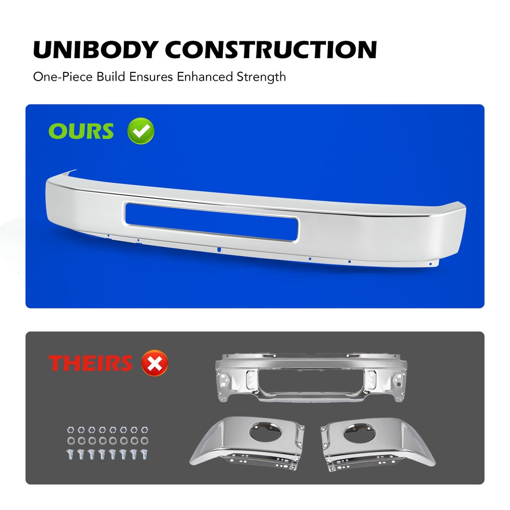 Chrome Steel Front Bumper for 2008-2019 Ford Econoline E150 E250 E350 E450