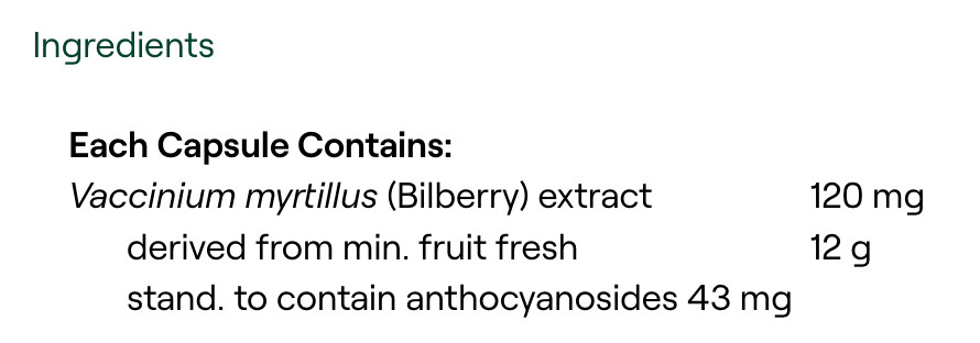 MediHerb Bilberry Forte 30 Capsules