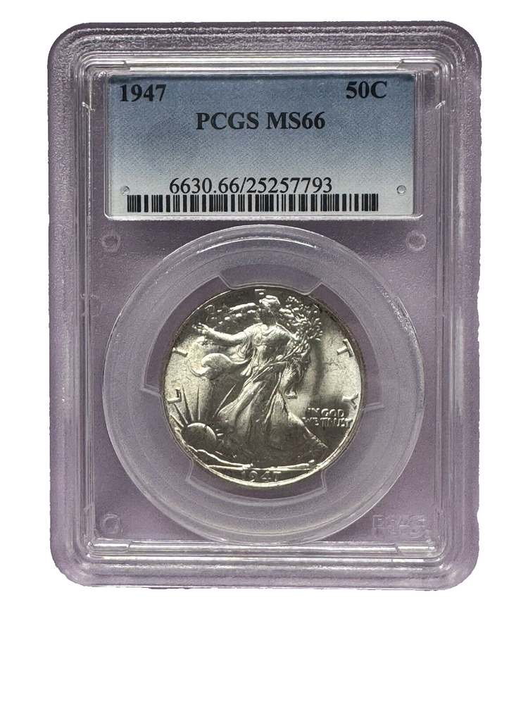 1947-P 50C WALKING LIBERTY SILVER HALF DOLLAR MINT STATE PCGS MS66 BLAST WHITE
