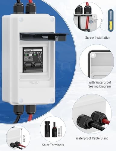 DC 1000V Circuit Breaker, Non Polarized, 30 Amp, 2 Pole, AC DC Dc1000v 30 Amp