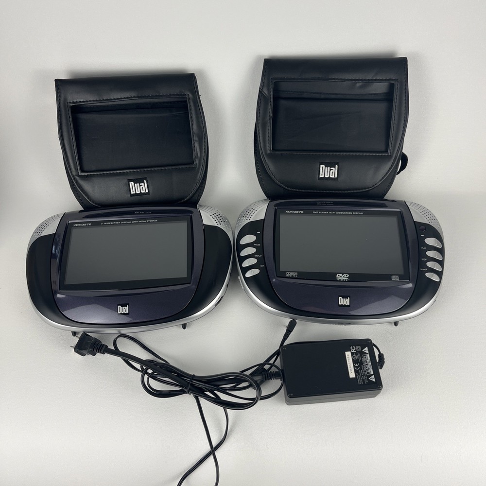 XDVD270 Dual 7" Widescreen Dvd Player 🔆TESTED WORKING 🔆 Missing Cables - Car