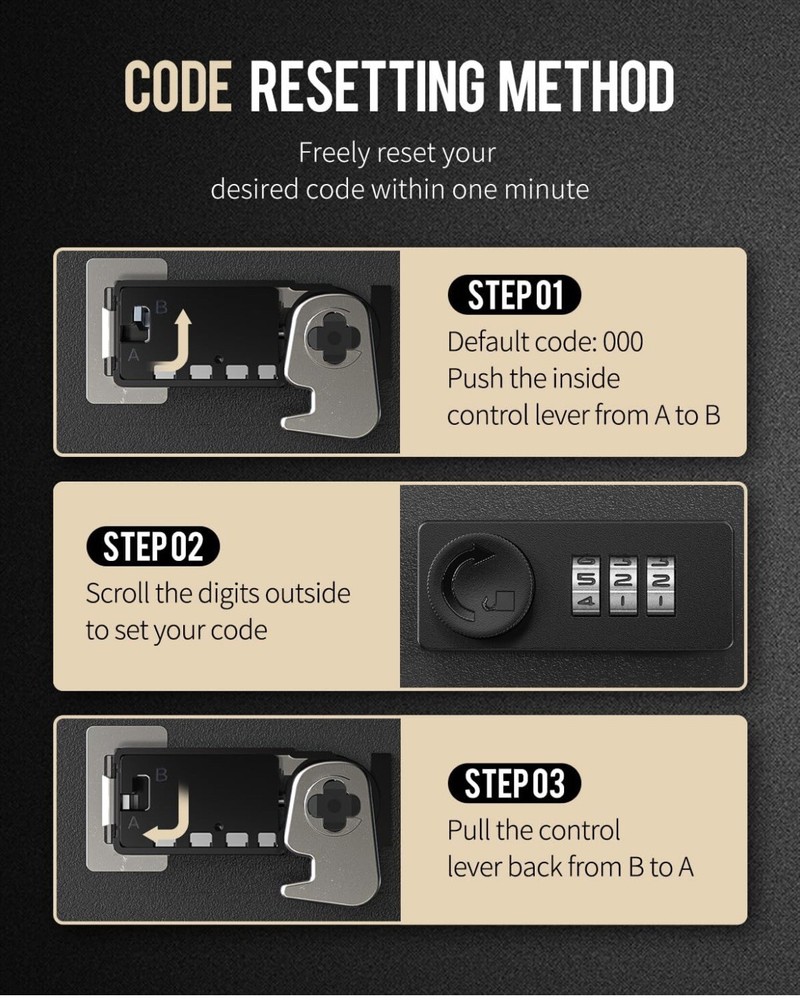 Key Cabinet with Combination Lock, 40 Key Hooks,Key Storage Box Wall Mount (BE)