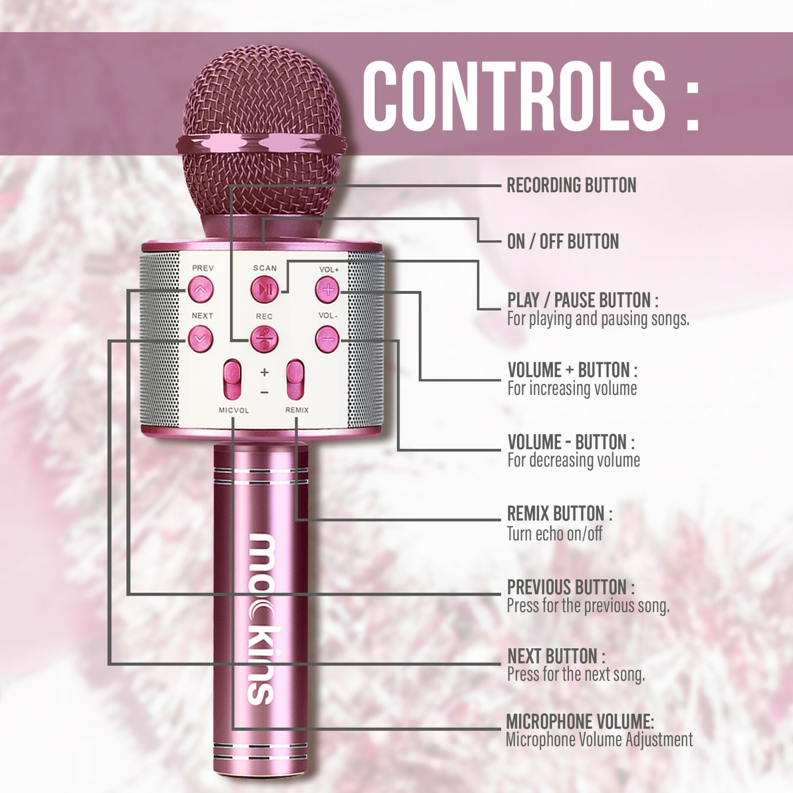 Mockins Portable Wireless Bluetooth KARAOKE MICROPHONE Purple Holiday Gift kids