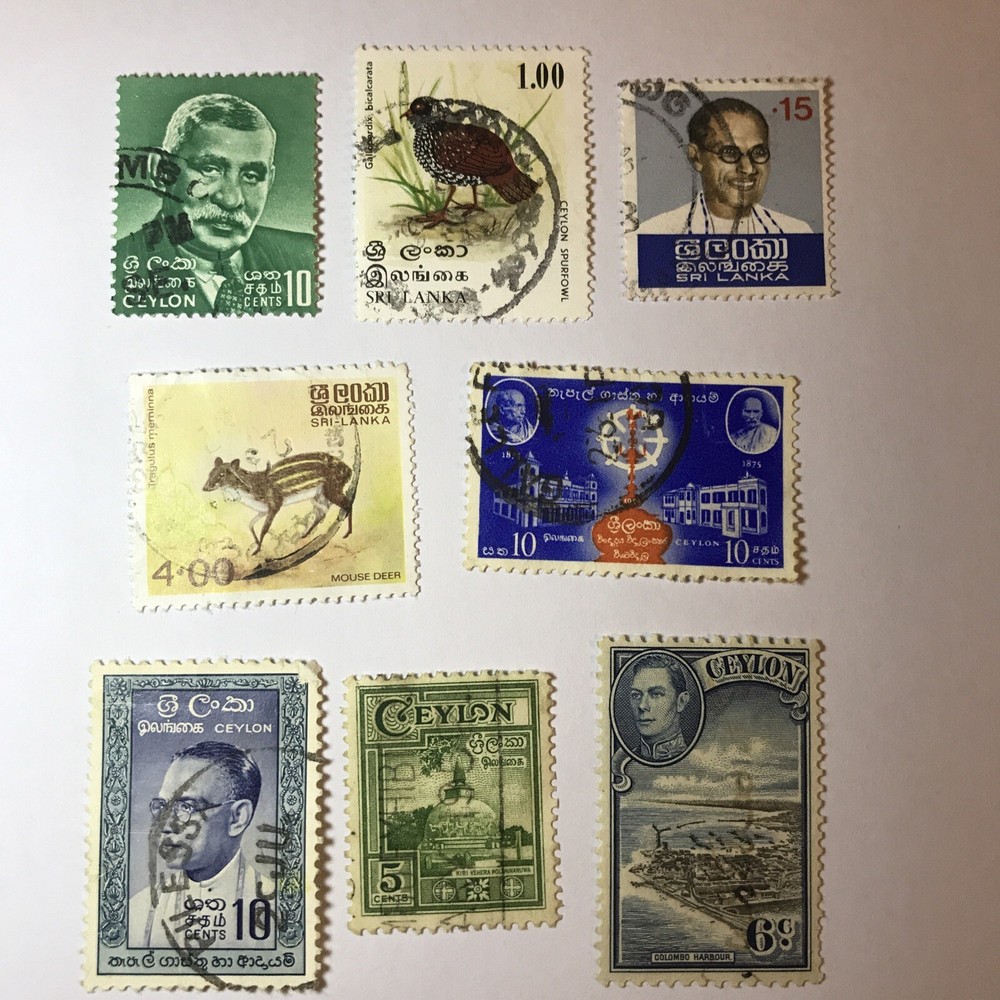 8 Ceylon Sri Lanka Stamps Mixed Various