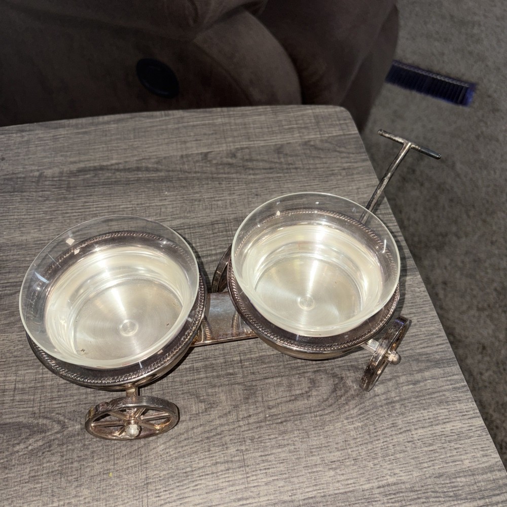 VINTAGE F.B. Rogers 1883 Silver #517 Wagon Condiment Server Wine Bottle Coasters