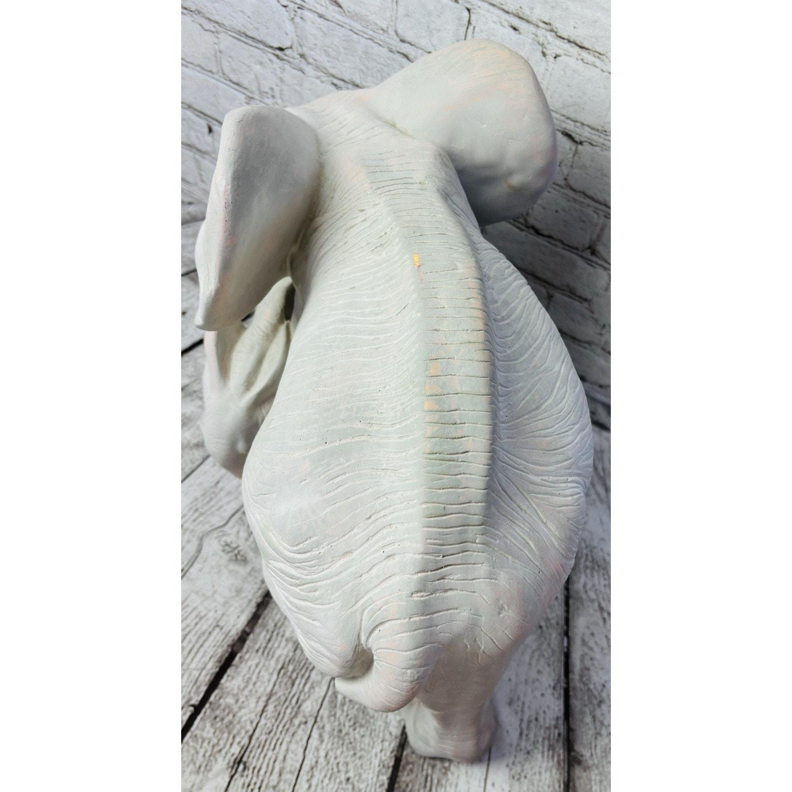 Vintage Anne Jo Elephant Sculpture: Mother and Baby, Handmade Decor (15" x 18")