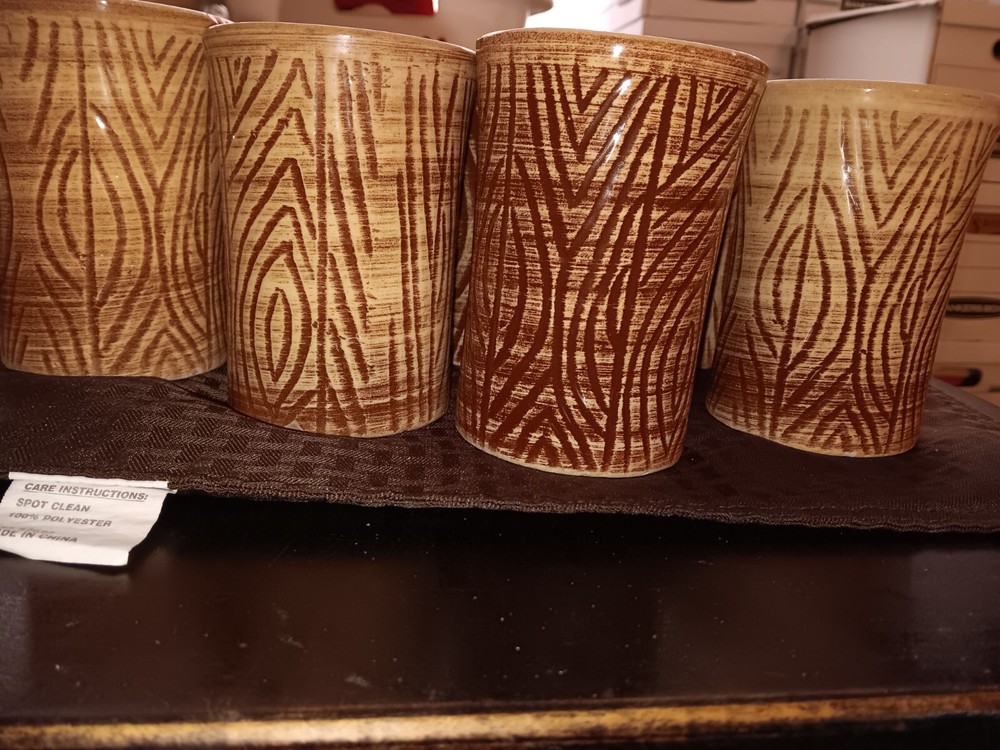 Tree Trunk Glasses, 8 Total ,Pottery,  Glazed Inside  Very Unique B10