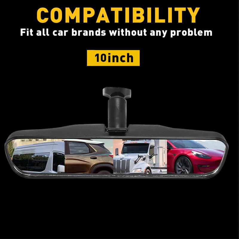 Universal Inner Inside Interior 10 Inch Rearview Rear View Mirror + Adhesive Kit