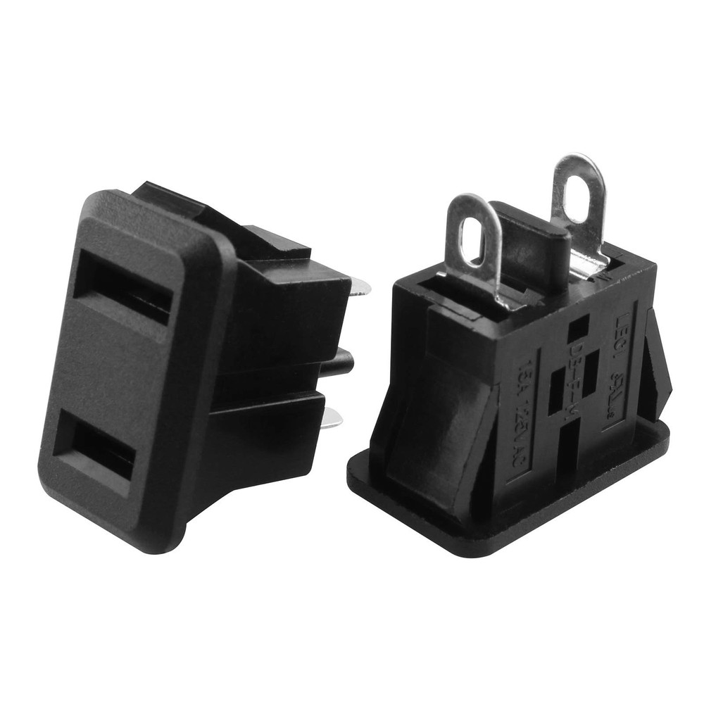 US 2-pin Plug AC Power Base Plug Panel Mount US Outlet Power Socket