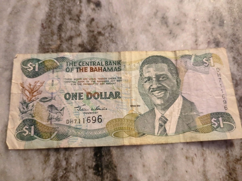 2001 BRITISH COLONY BAHAMAS $1 Bill