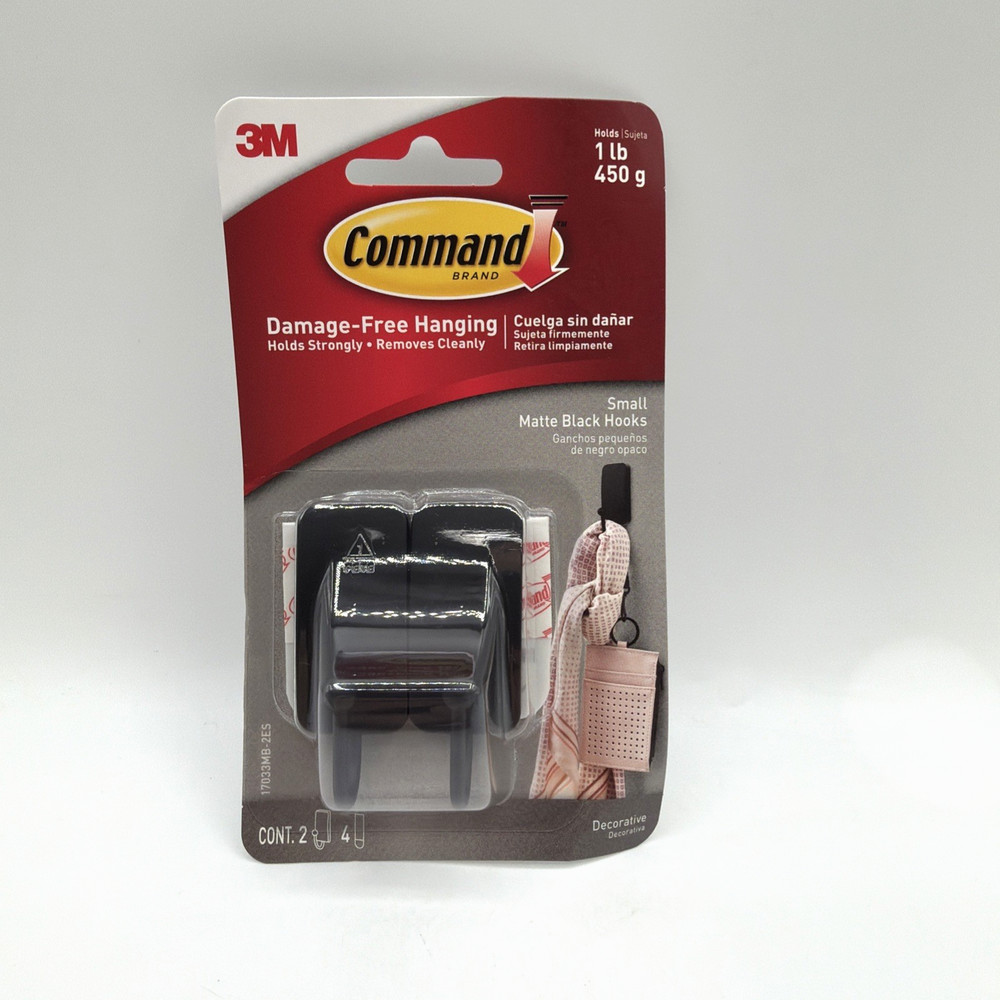 Command Small Matte Black Hooks Holds 1 lb 1 Pack