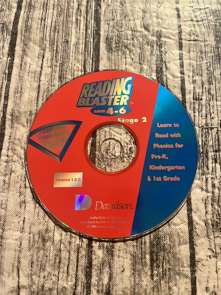 READING BLASTER AGES 4-6 Davidson Learning CD-ROM Game 2 Disc Set