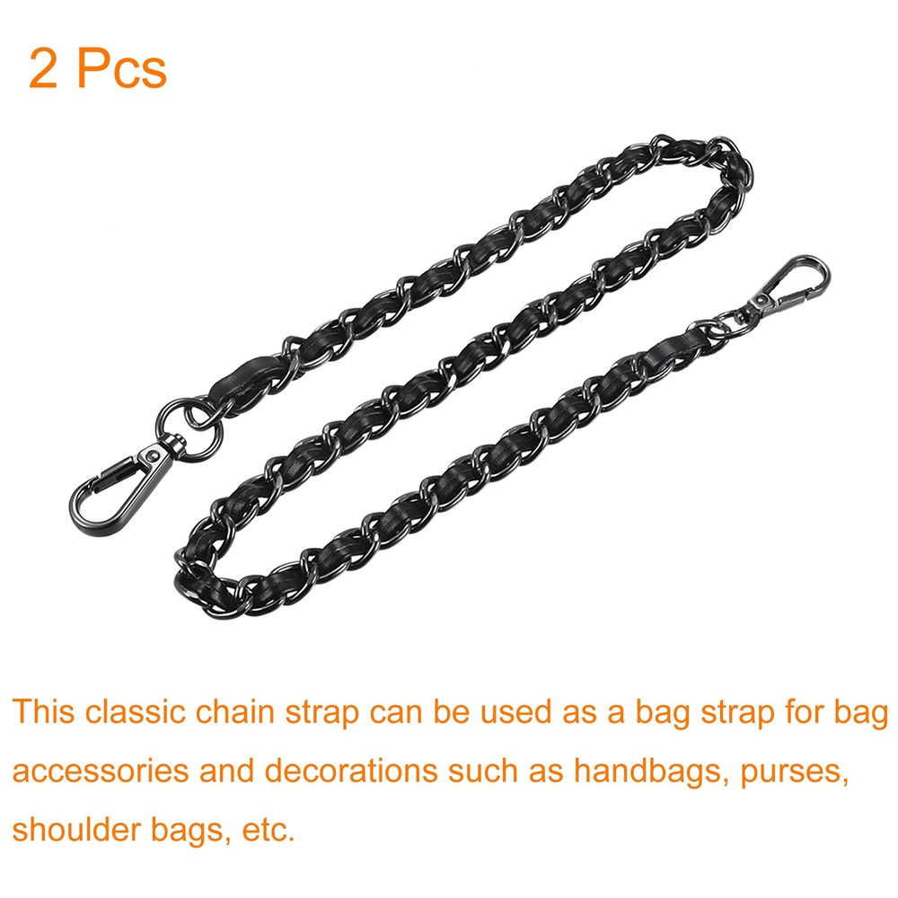 Purse Chain Strap, 24" Purse Strap Shoulder Replacement Strap, 2Pcs Black+Grey