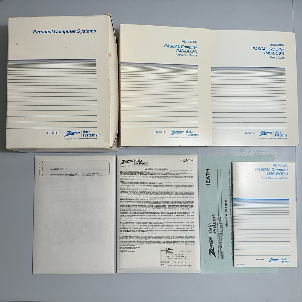 Zenith Data Systems Heath Computer Microsoft PASCAL Compiler MS-DOS Software
