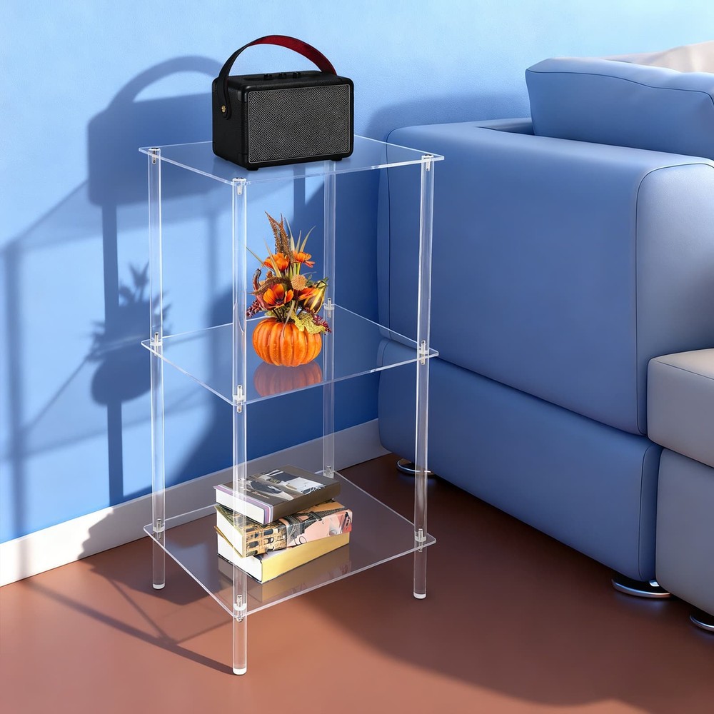Acrylic Record Player Stand, Clear Record Player Stand, Side Table End Table